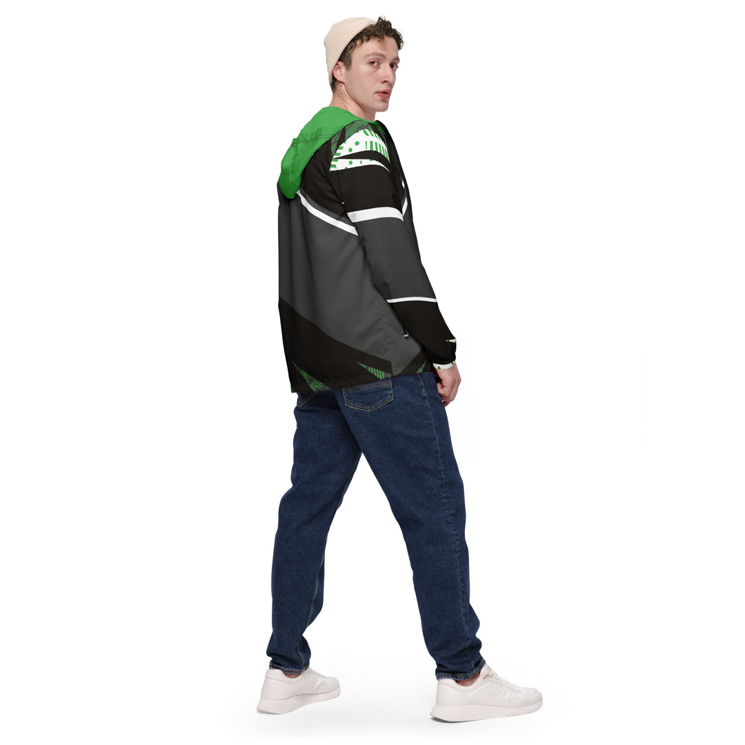 Men’s Windbreaker - Black-Green Stripes