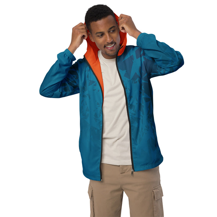 Men’s Windbreaker - Turquoise-Orange Stars