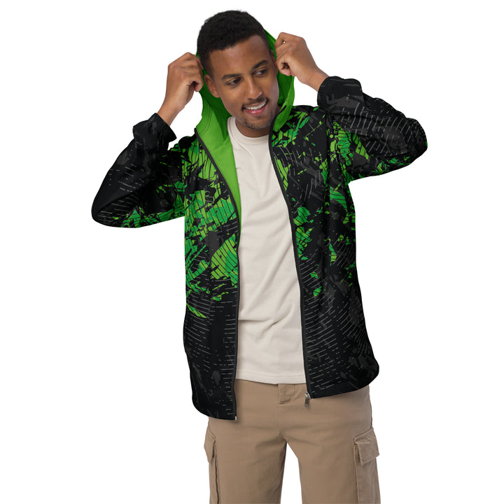 Men’s Windbreaker - Black-Green Radar