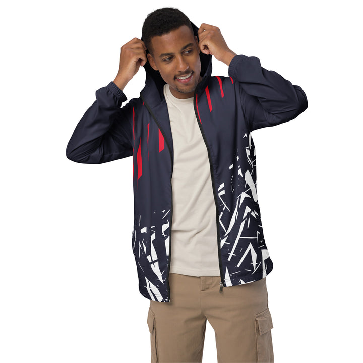 Men’s Windbreaker - Grey-Red Shards