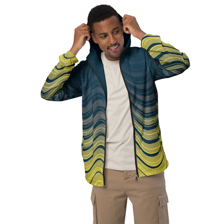 Men’s Windbreaker - Yellow-Blue Wave