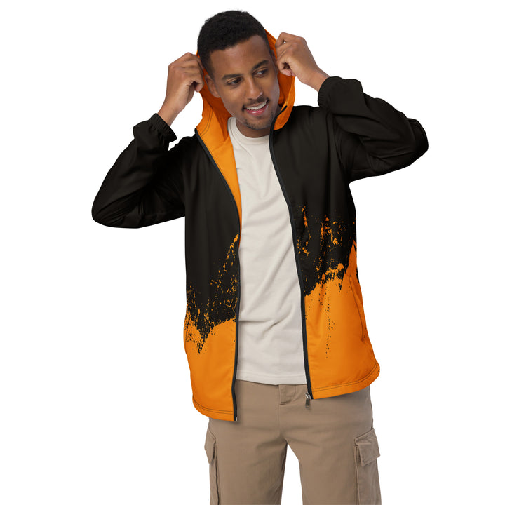 Men’s Windbreaker - Black-Orange Grunge