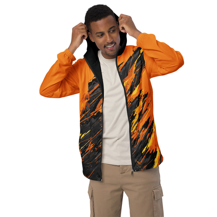 Men’s Windbreaker - Black-Orange Scratch