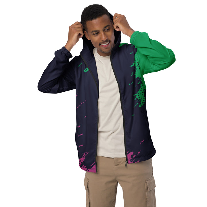 Men’s Windbreaker - Black-Green Splash