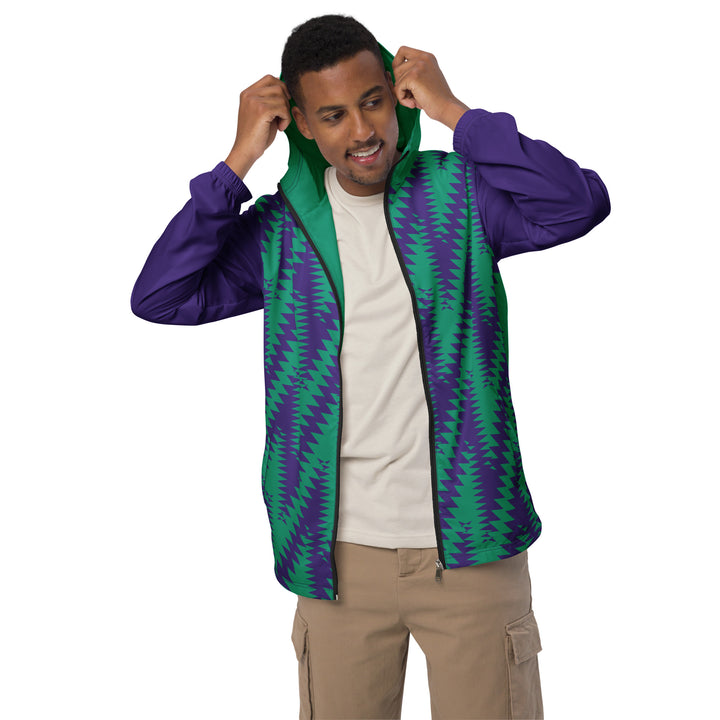 Men’s Windbreaker - Purple-Green Saw