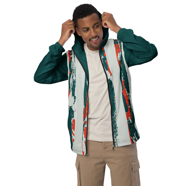 Men’s Windbreaker - Green-Grey Bar