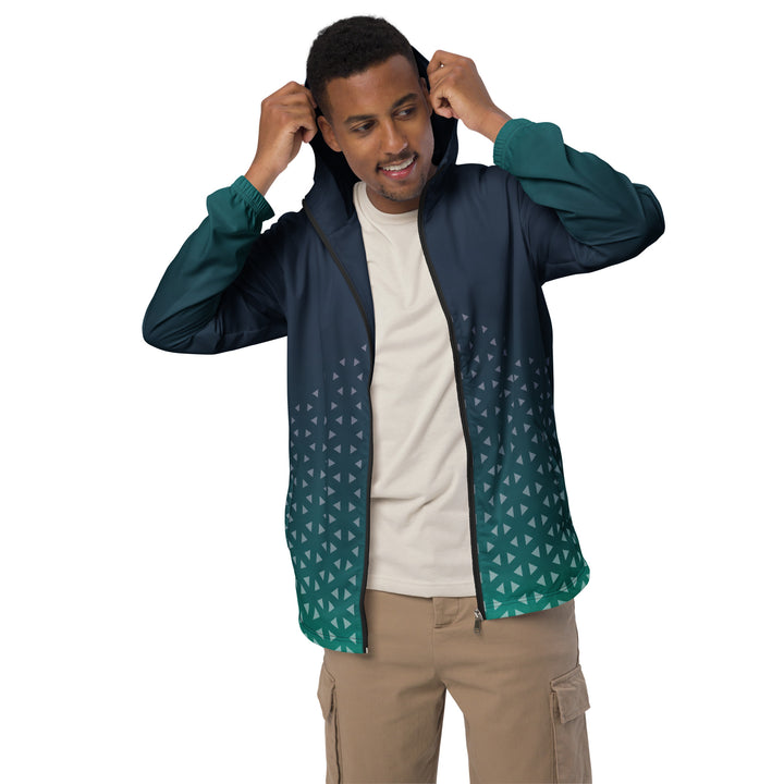 Men’s Windbreaker - Turquoise-Grey Zoom