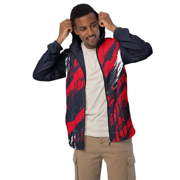 Men’s Windbreaker - Grey-Red Rush