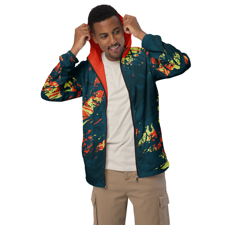 Men’s Windbreaker - Green-Orange Flare