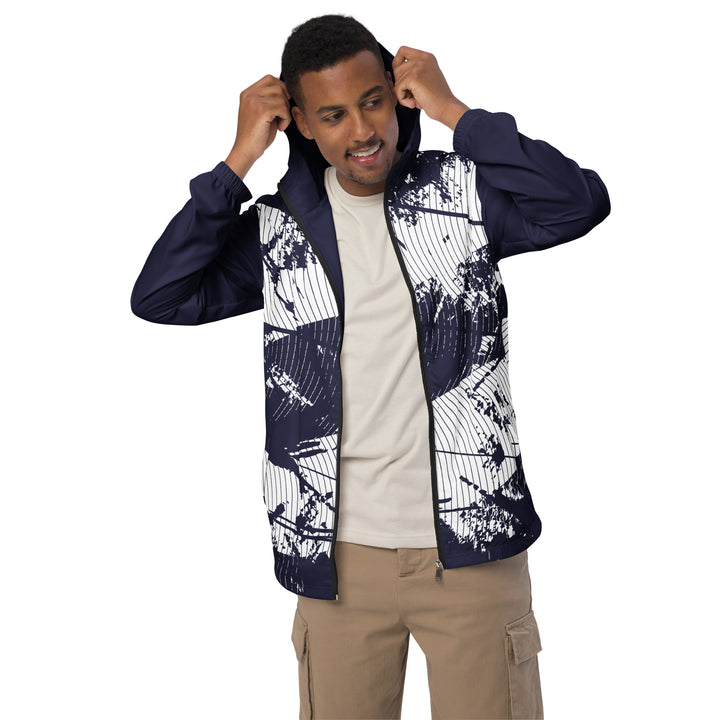 Men’s Windbreaker - White-Blue Curve