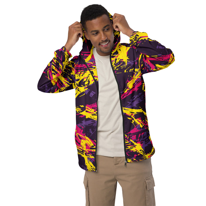 Men’s Windbreaker - Purple-Yellow Script