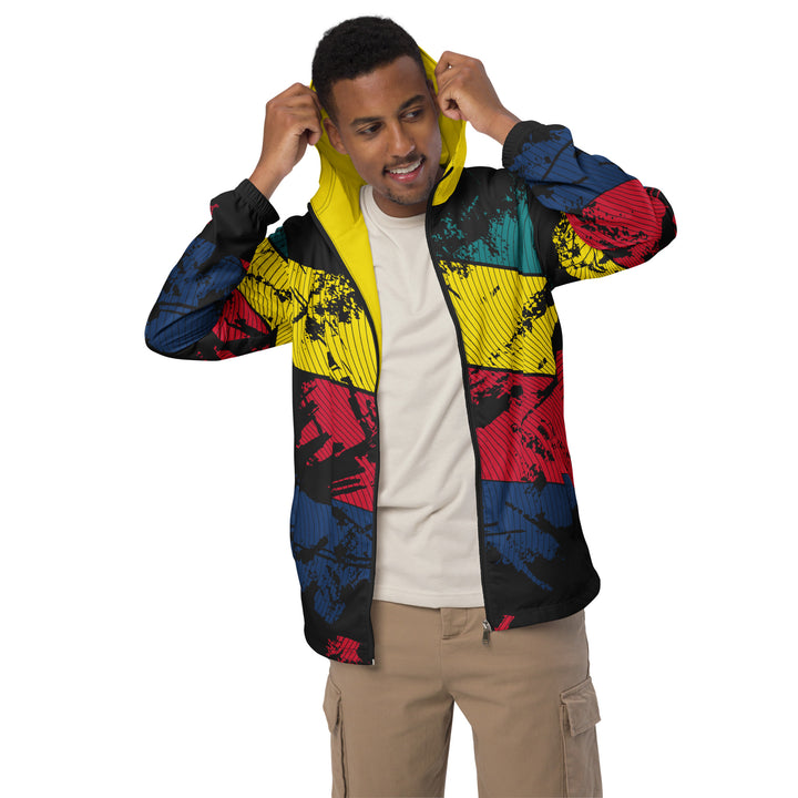 Men’s Windbreaker - Yellow-Blue Curve