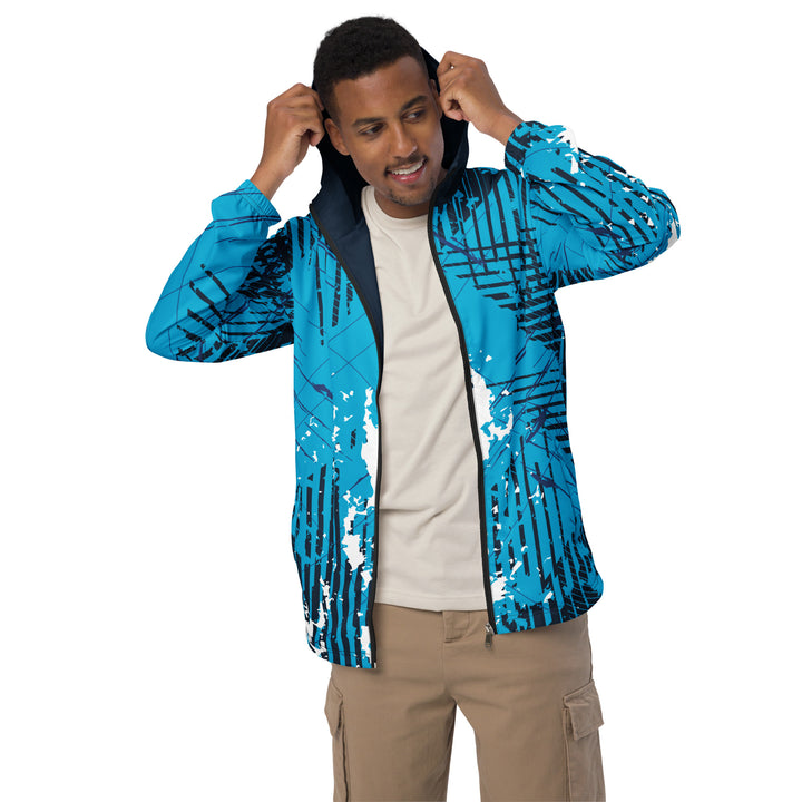 Men’s Windbreaker - Turquoise-White Flame