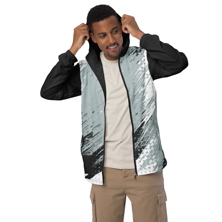 Men’s Windbreaker - White-Black Brush