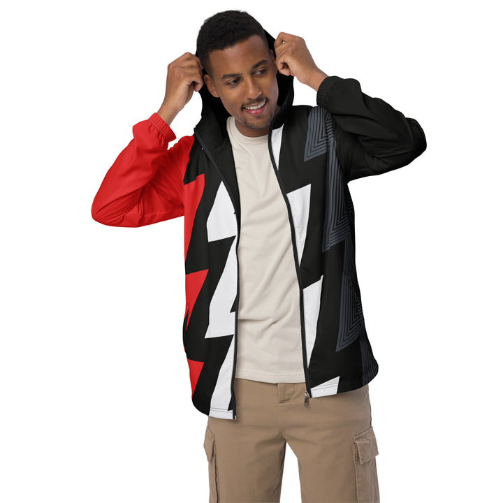 Men’s Windbreaker - Red-Grey Lightning