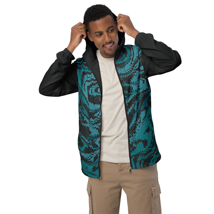 Men’s Windbreaker - Turquoise-Grey Scramble