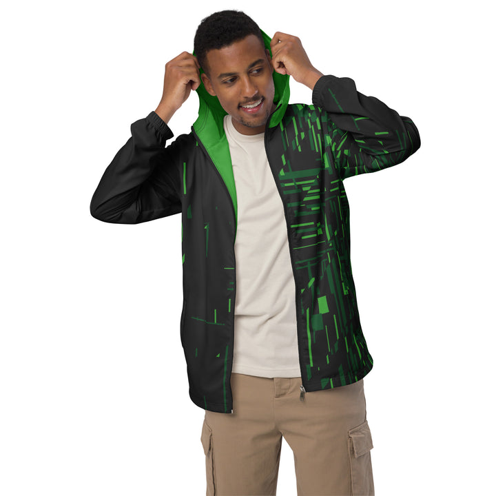 Men’s Windbreaker - Black-Green Fault