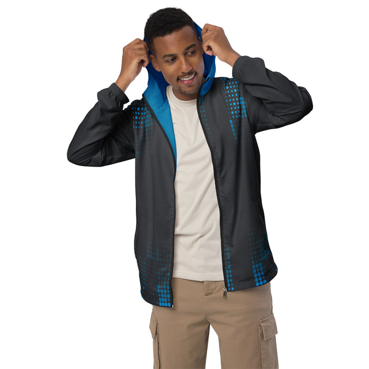 Men’s Windbreaker - Grey-Turquoise Points