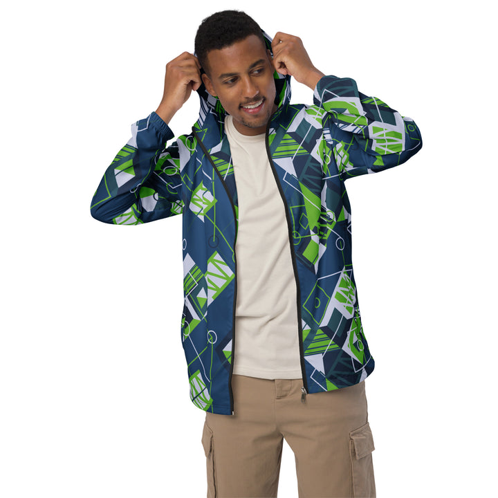 Men’s Windbreaker - Blue-Green Doodle