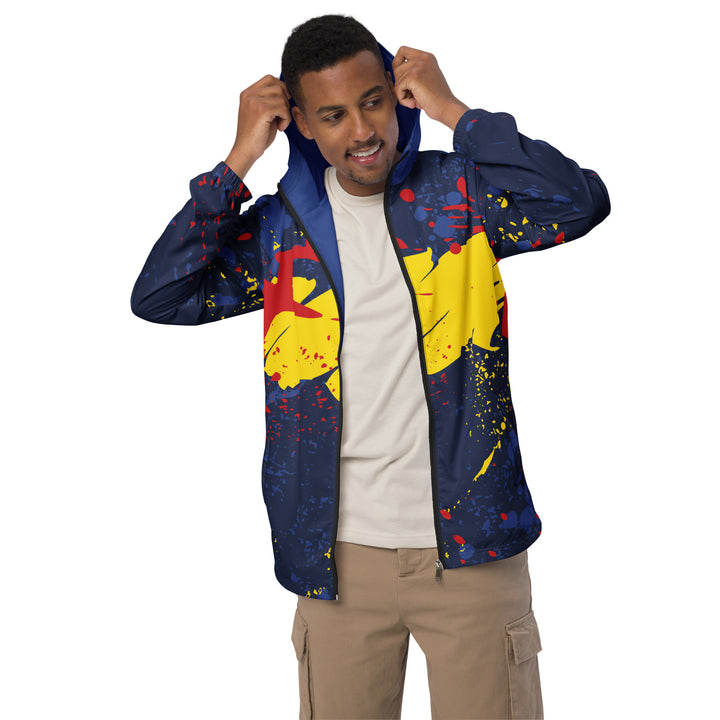 Men’s Windbreaker - Blue-Yellow Splash