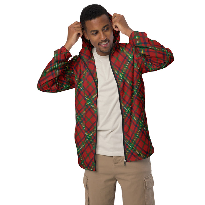 Men’s Windbreaker - Red-Green Tartan