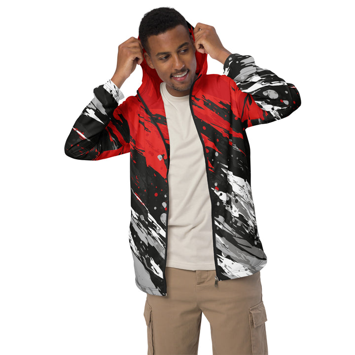 Men’s Windbreaker - Black-Red Splash