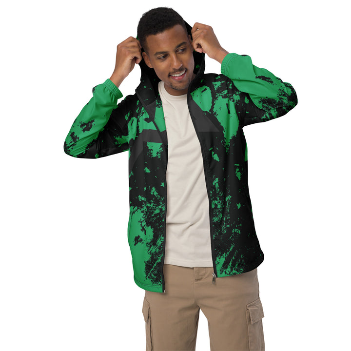 Men’s Windbreaker - Black-Green Scene