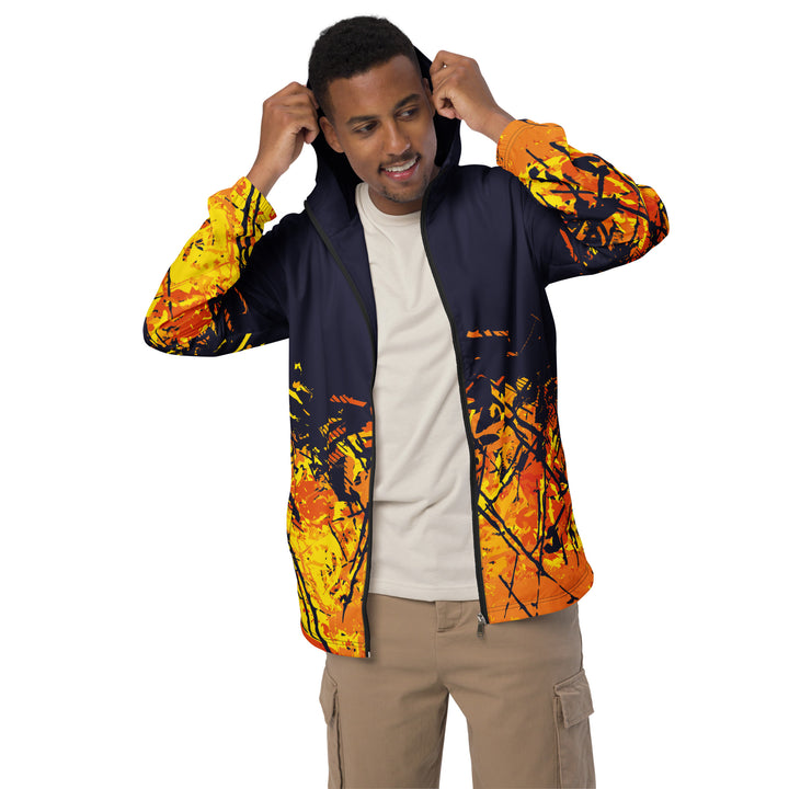 Men’s Windbreaker - Blue-Orange Fire