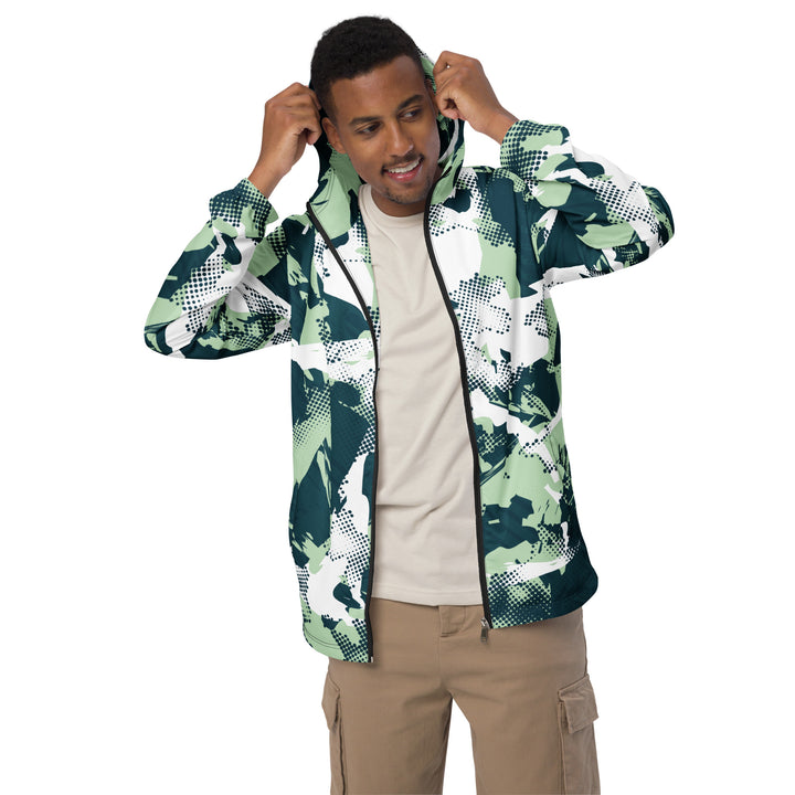 Men’s Windbreaker - Green-White Scene