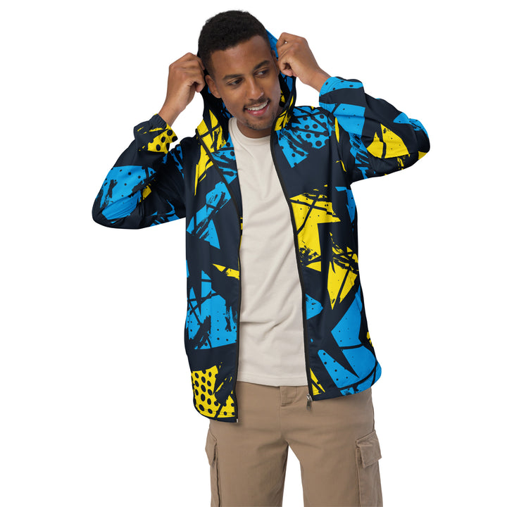 Men’s Windbreaker - Yellow-Blue Graffiti