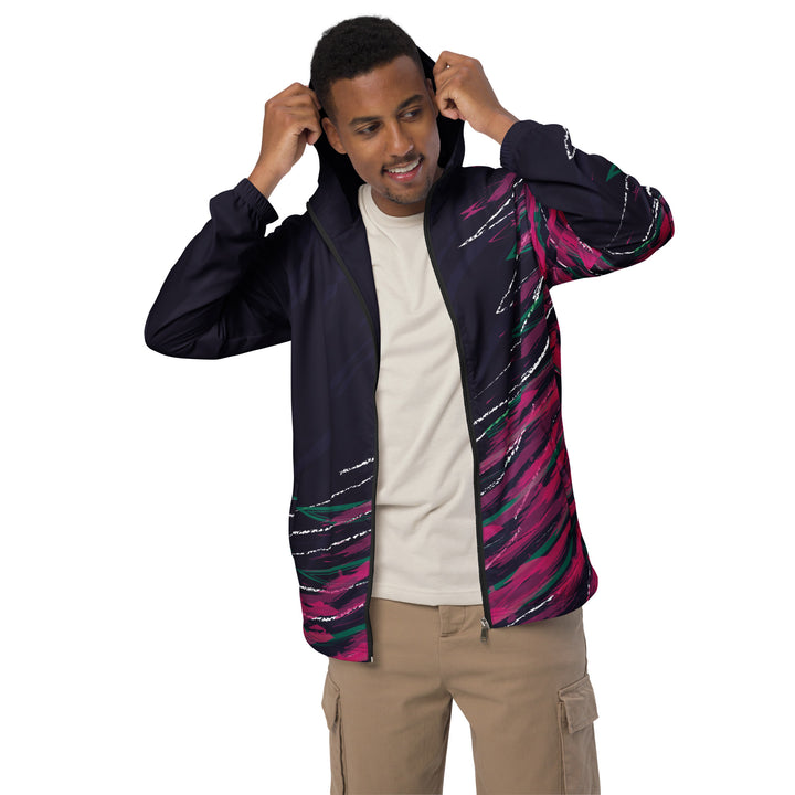 Men’s Windbreaker - Black-Pink Brush