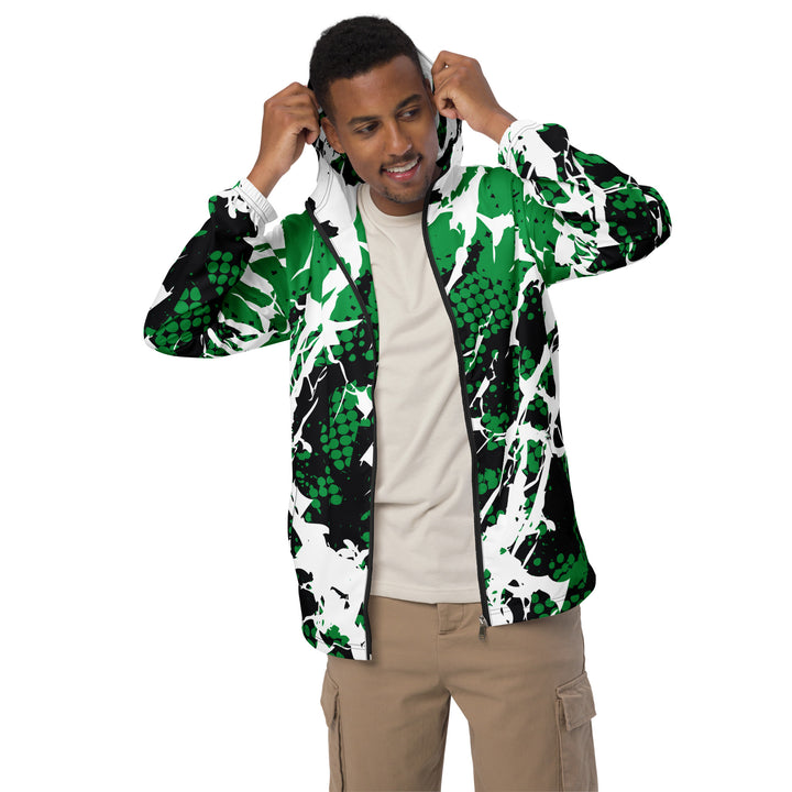 Men’s Windbreaker - Green-White Paint