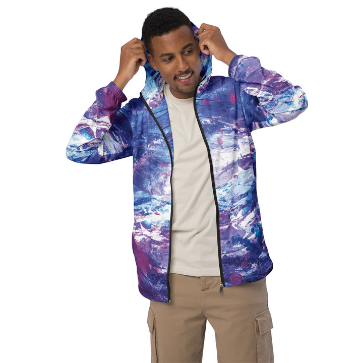 Men’s Windbreaker - Purple-White Universe