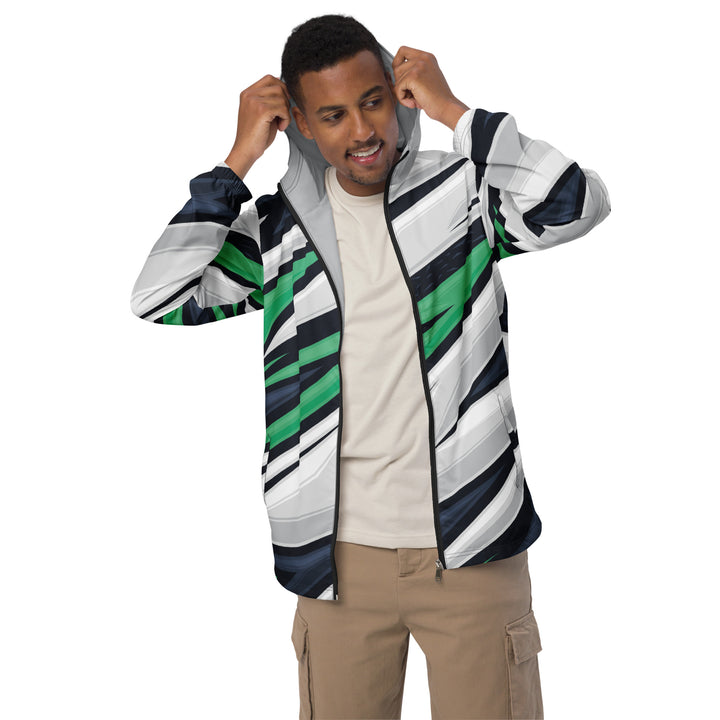 Men’s Windbreaker - White-Green Stick