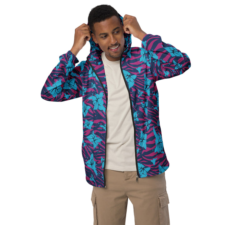 Men’s Windbreaker - Blue-Pink Flower