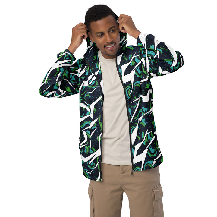 Men’s Windbreaker - Black-Green Comic