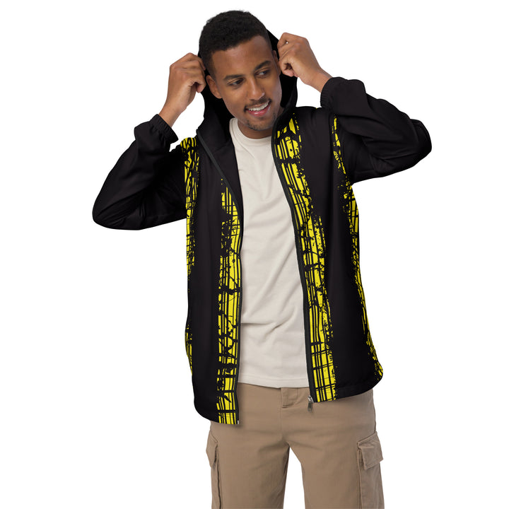 Men’s Windbreaker - Black-Yellow Bar