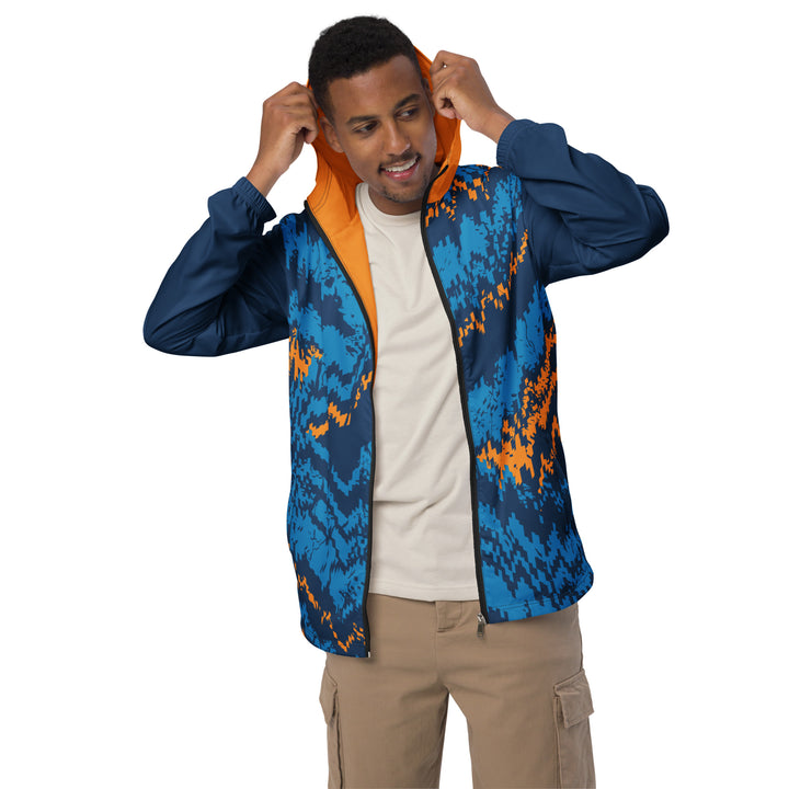 Men’s Windbreaker - Blue-Orange Pixel