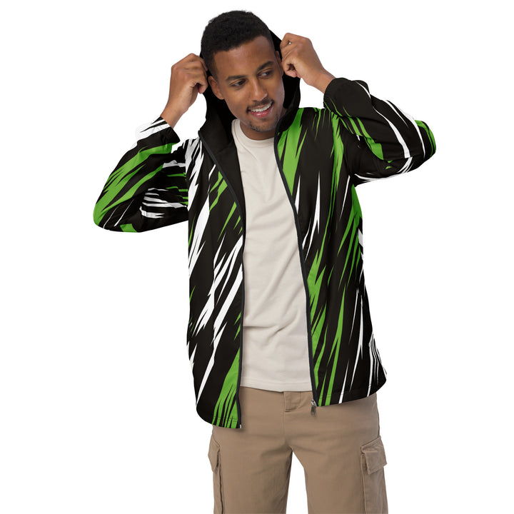 Men’s Windbreaker - Black-Green Lightning