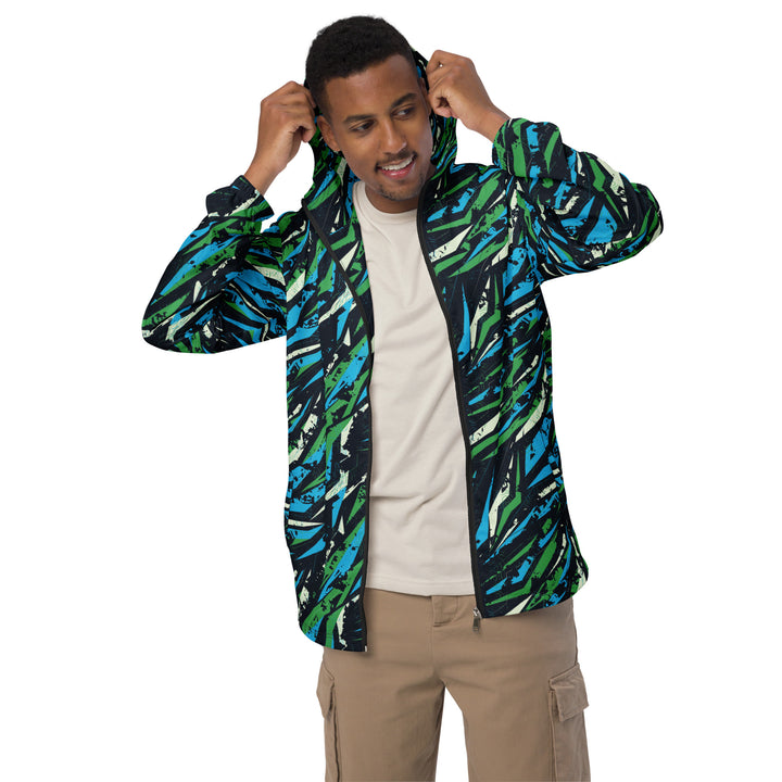 Men’s Windbreaker - Blue-Green Coral