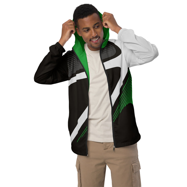 Men’s Windbreaker - Black-Green Arc