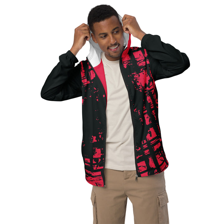 Men’s Windbreaker - Red-Black Grunge