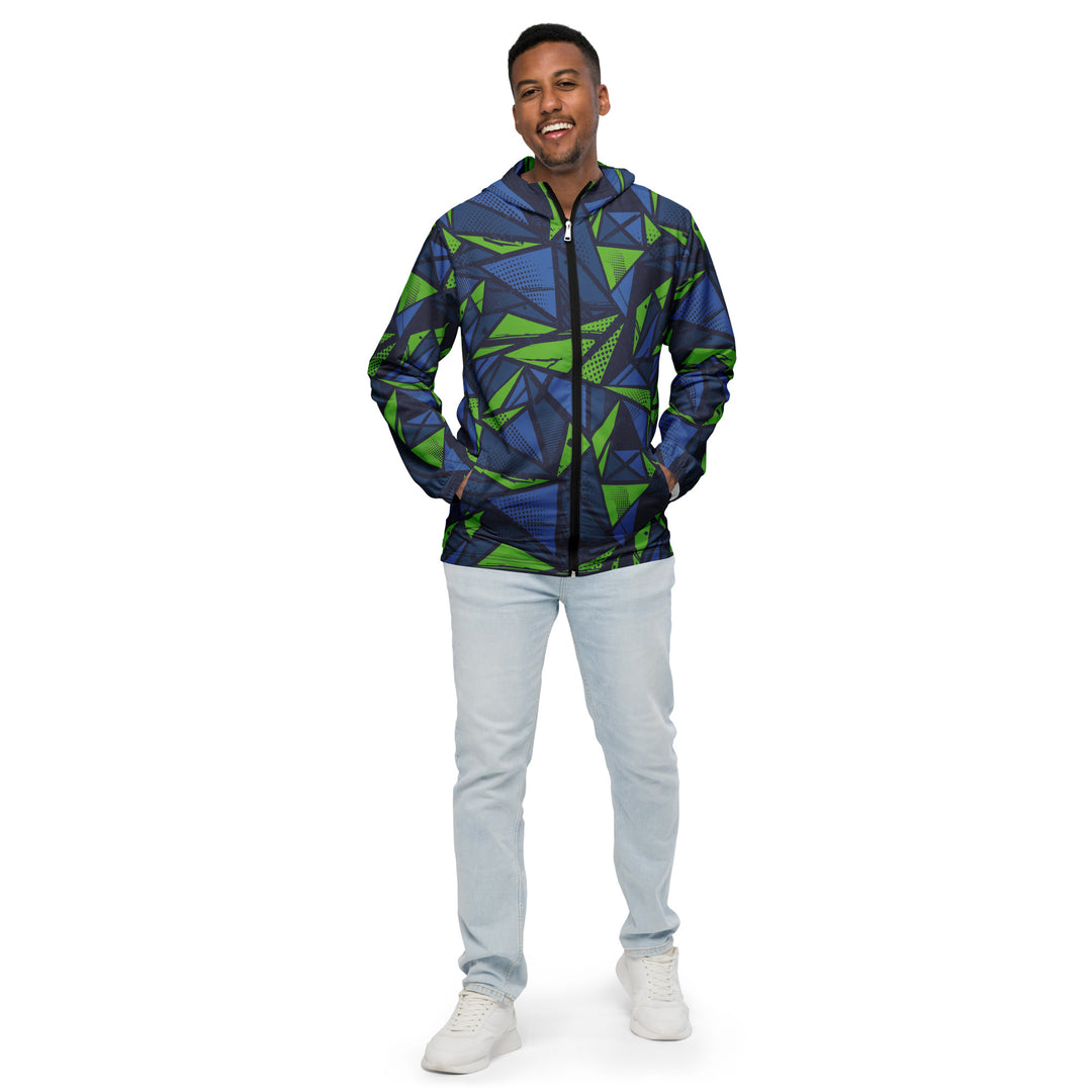 Men’s Windbreaker - Green-Blue Crack