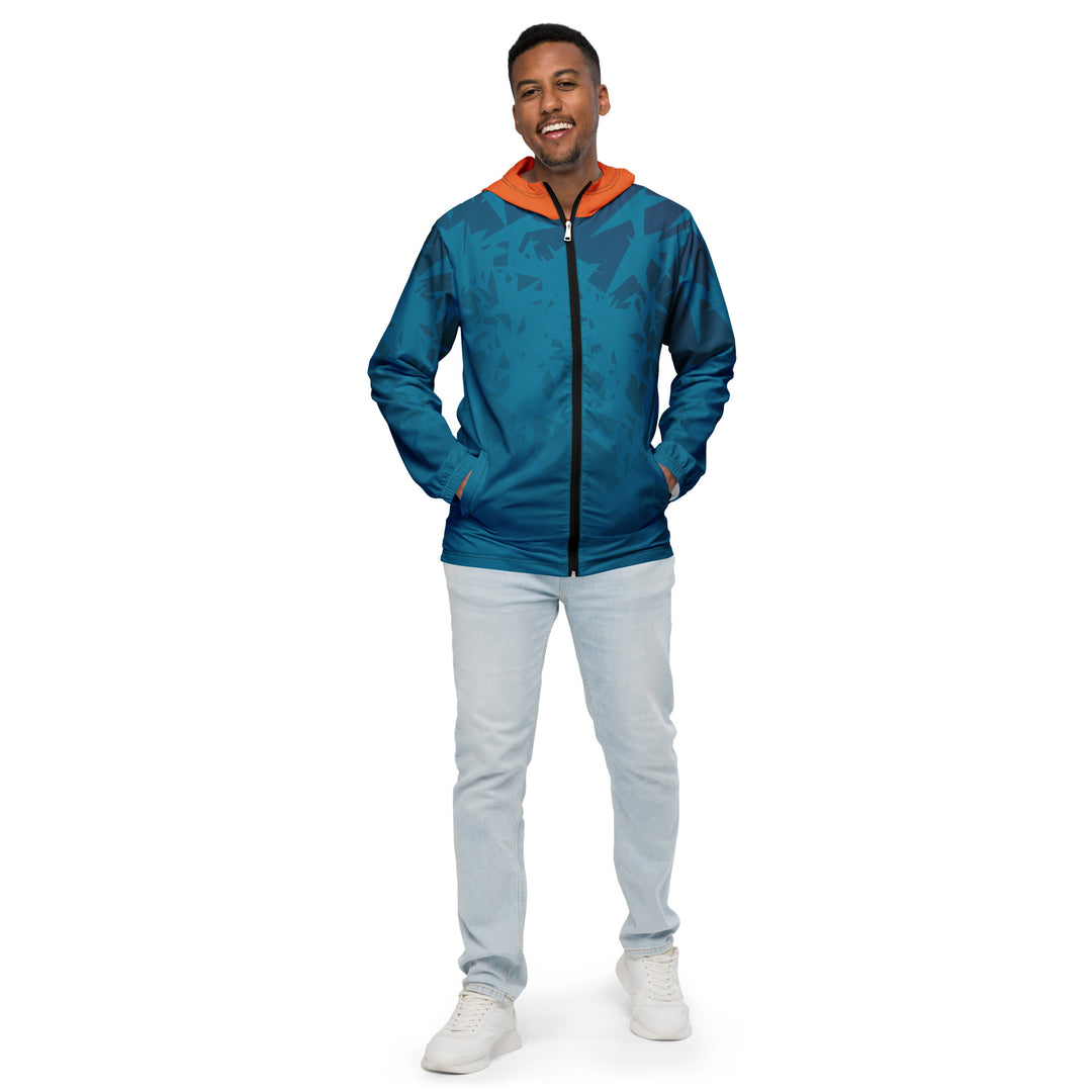 Men’s Windbreaker - Turquoise-Orange Stars