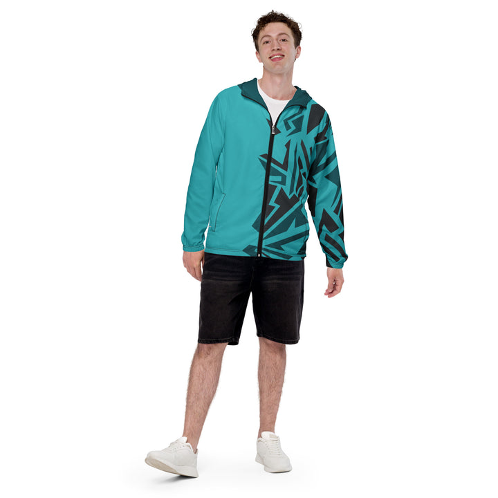 Men’s Windbreaker - Turquoise-Grey Edge