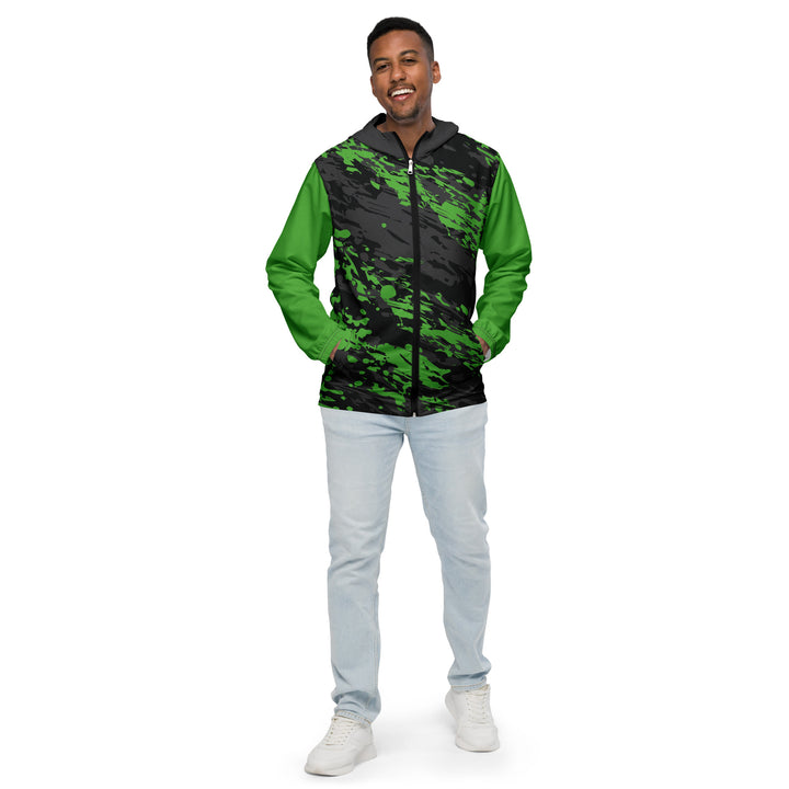 Men’s Windbreaker - Black-Green Particles