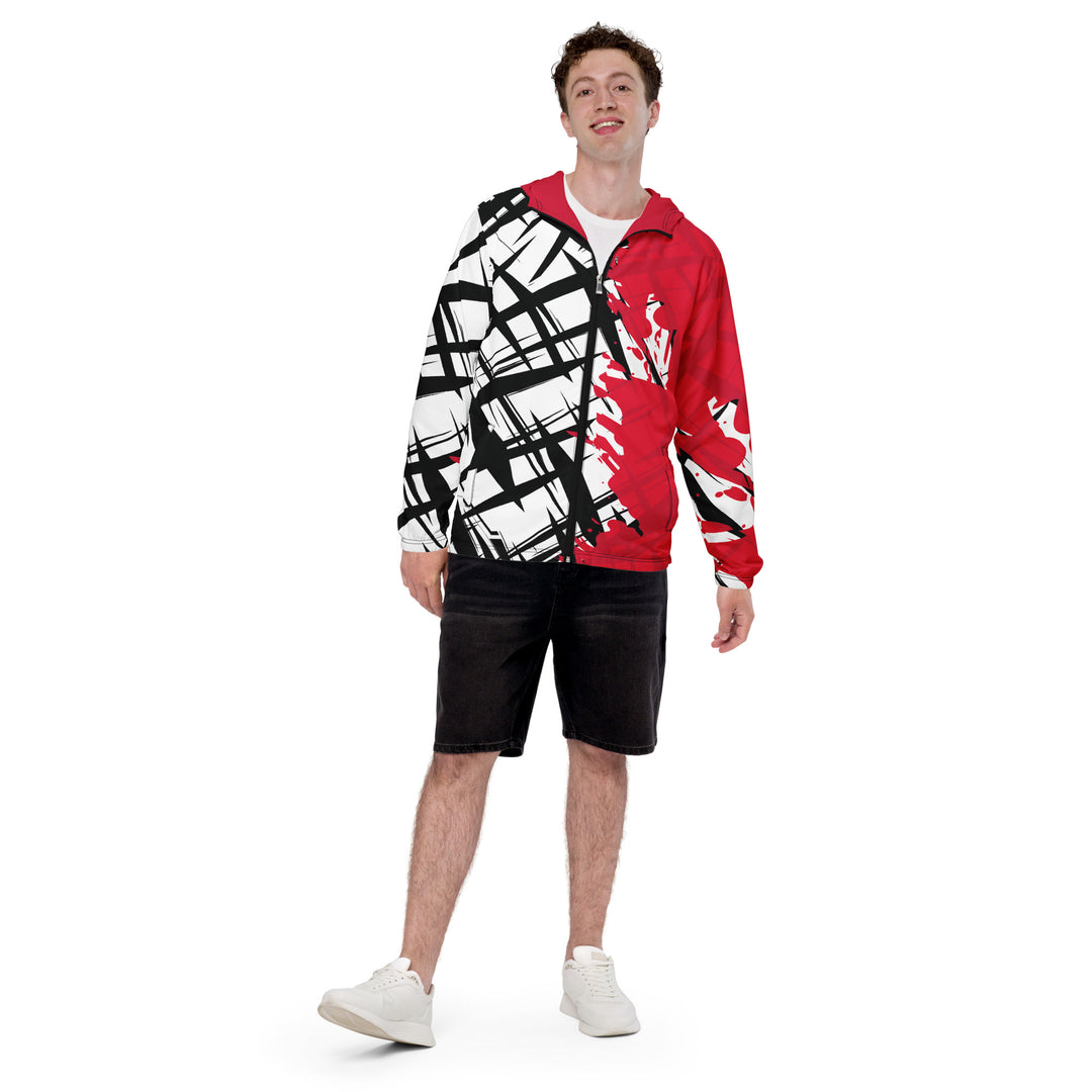 Men’s Windbreaker - White-Red Overdraw