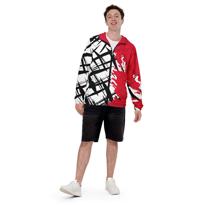 Men’s Windbreaker - White-Red Overdraw