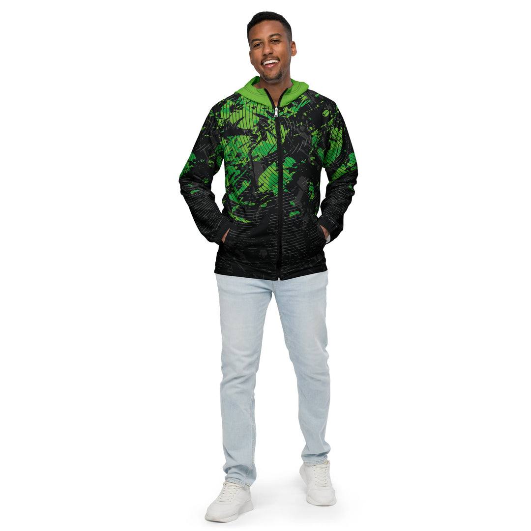 Men’s Windbreaker - Black-Green Radar