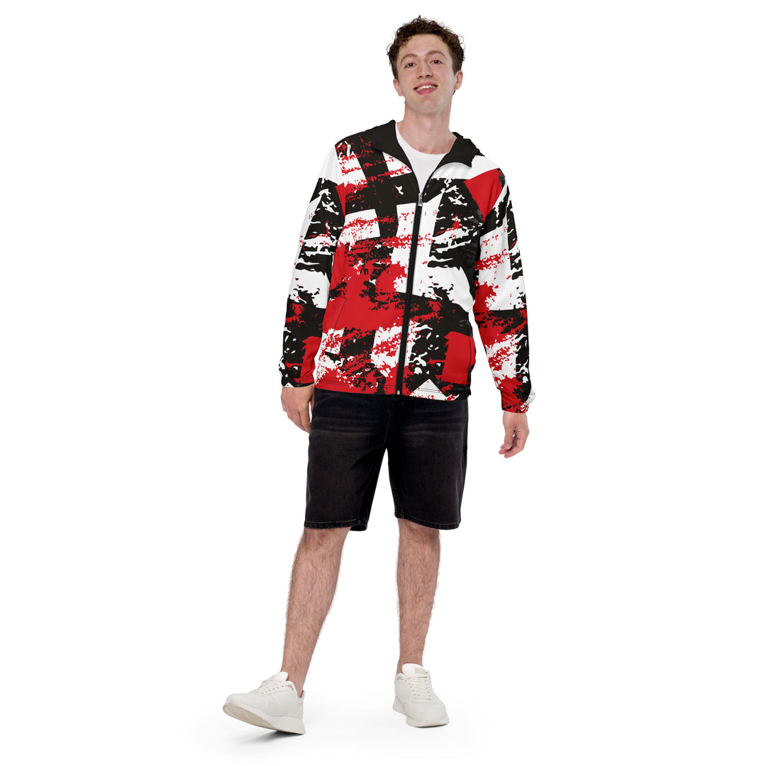 Men’s Windbreaker - Black-Red Map